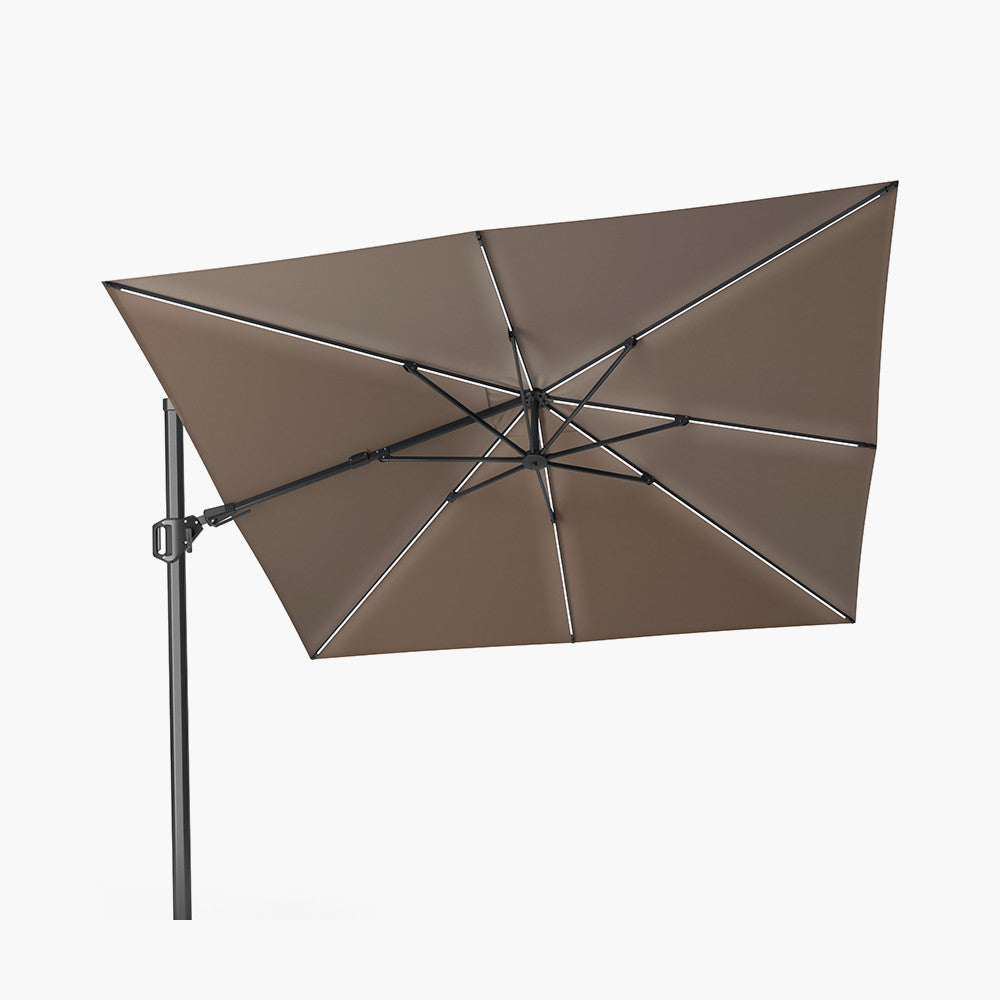 Glow Challenger T2 3m Square Premium Havana Taupe Free Arm Parasol | Pacific Lifestyle