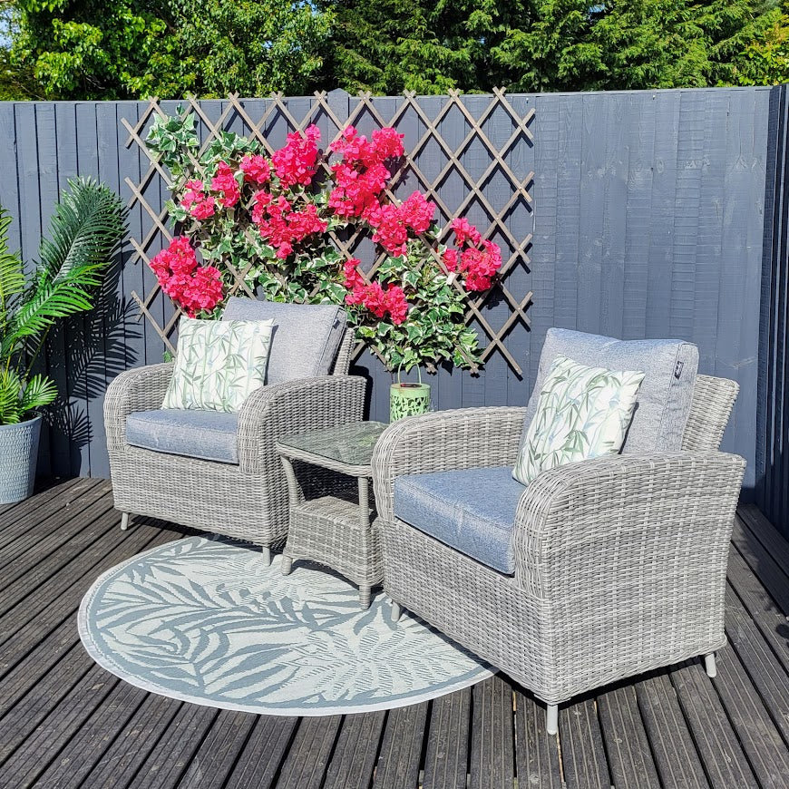 Outdoor Bistro in Grey (Light Grey Cushions) - Club By Harbo - Warehouse Clearance