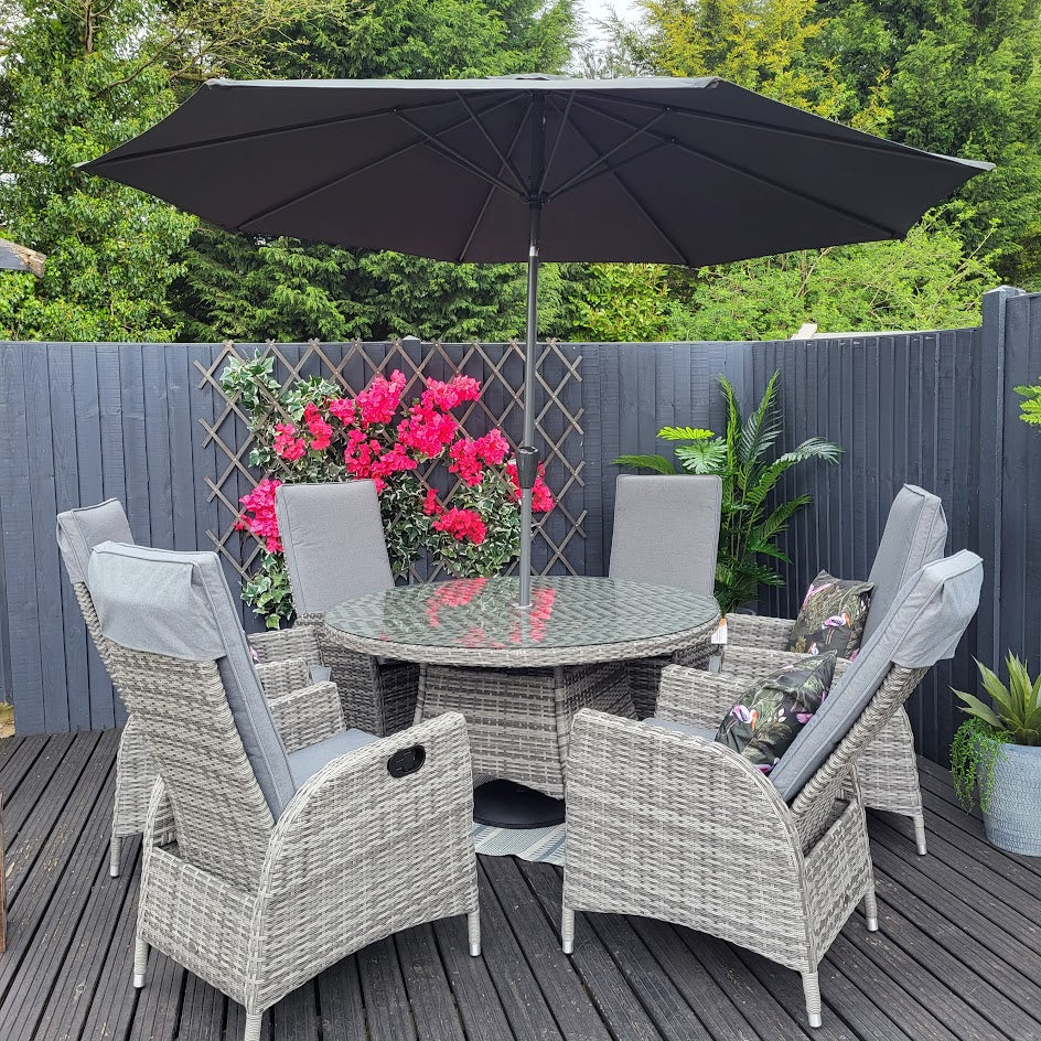 Reclining Round 6 Seat Dining Set - Double Moon By Vila - Warehouse Clearance