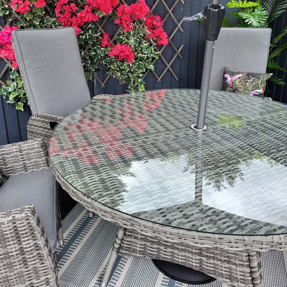 Reclining Round 6 Seat Dining Set - Double Moon By Vila - Warehouse Clearance