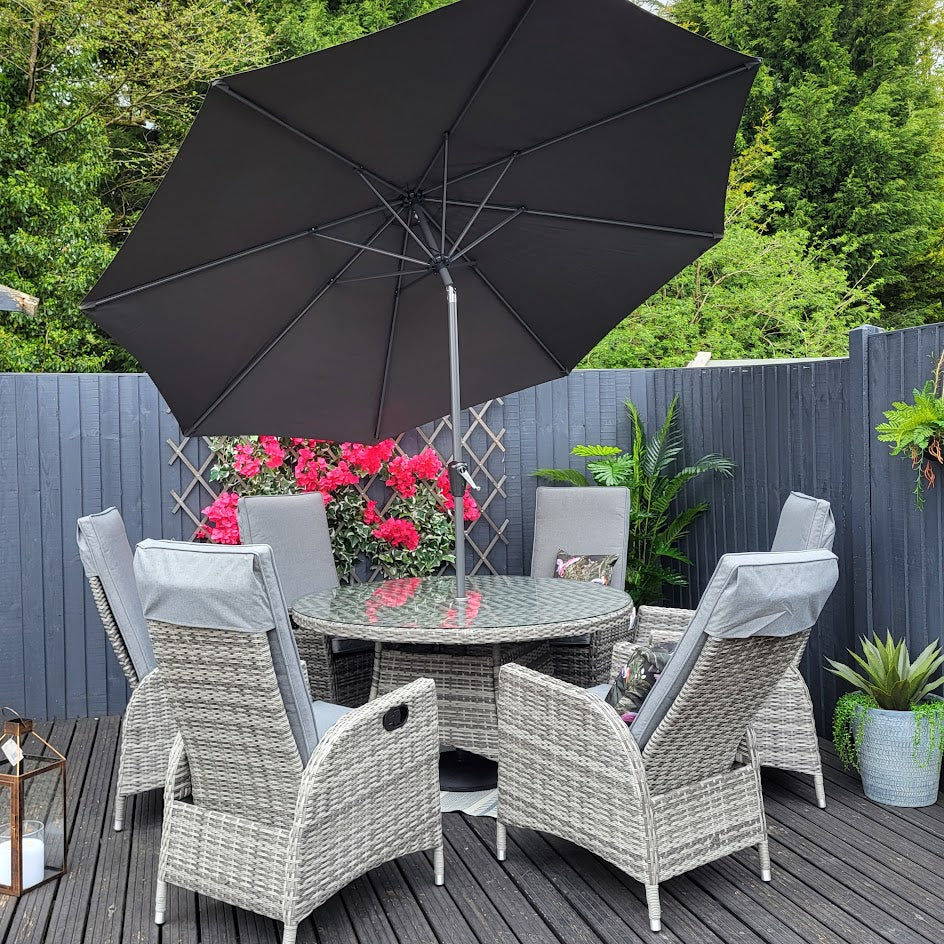 Reclining Round 6 Seat Dining Set - Double Moon By Vila - Warehouse Clearance