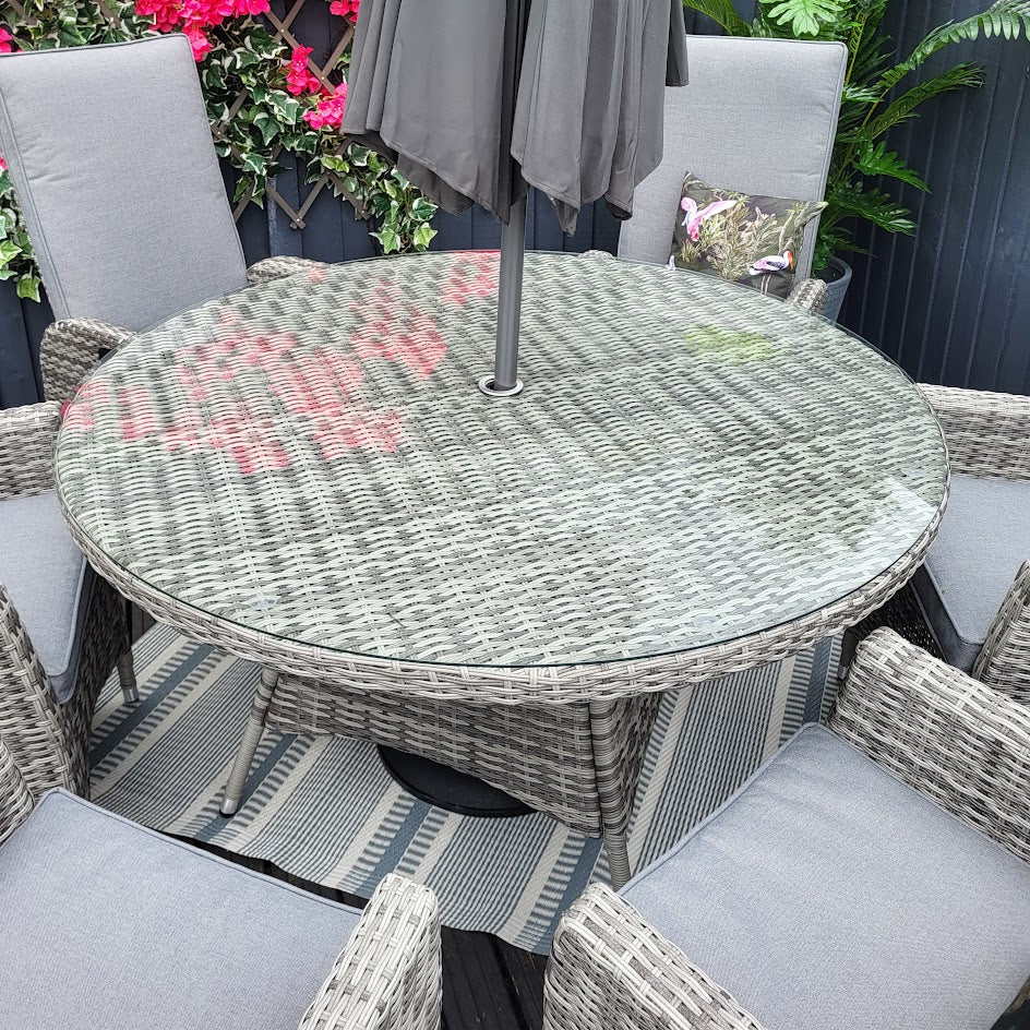 Reclining Round 6 Seat Dining Set - Double Moon By Vila - Warehouse Clearance