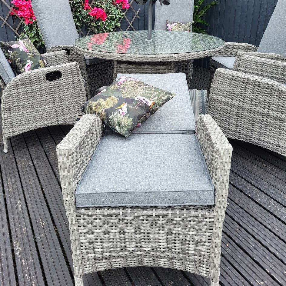 Reclining Round 6 Seat Dining Set - Double Moon By Vila - Warehouse Clearance