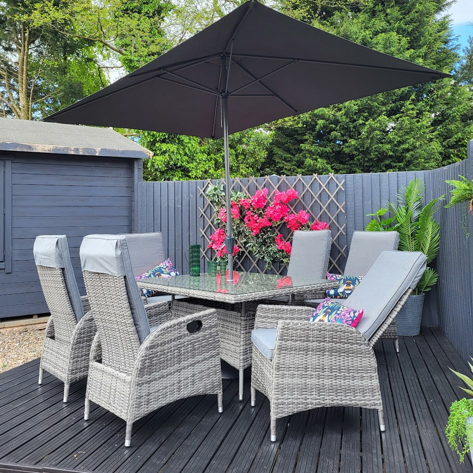 Reclining 6 Seat Rectangular Dining Set - Double Moon By Vila - Warehouse Clearance