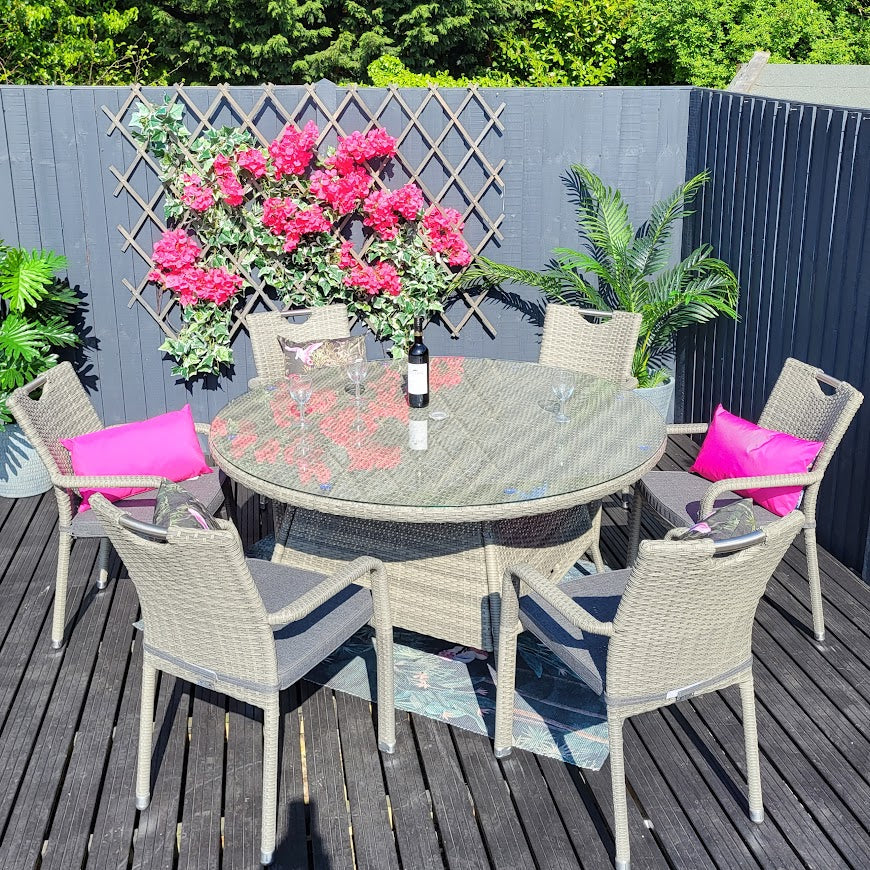 EX-DISPLAY Stackable 6 Seat Round Dining Set - By Vila