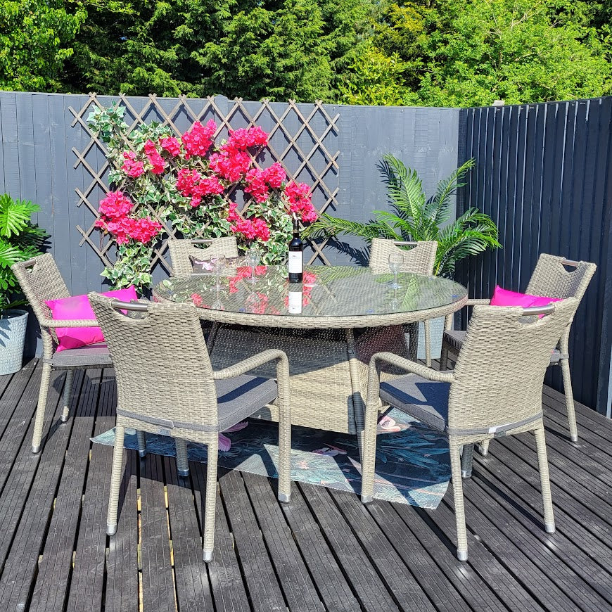 EX-DISPLAY Stackable 6 Seat Round Dining Set - By Vila