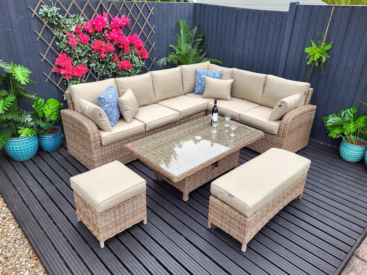 Large Outdoor Corner with Adjustable Table - Haven Cotswold By Harbo - Warehouse Clearance
