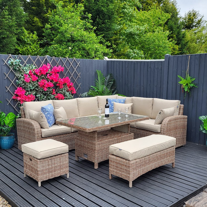 Large Outdoor Corner with Adjustable Table - Haven Cotswold By Harbo - Warehouse Clearance