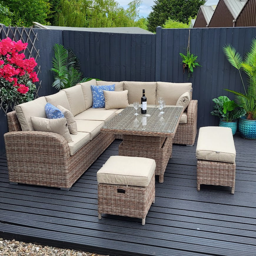 Large Outdoor Corner with Adjustable Table - Haven Cotswold By Harbo - Warehouse Clearance