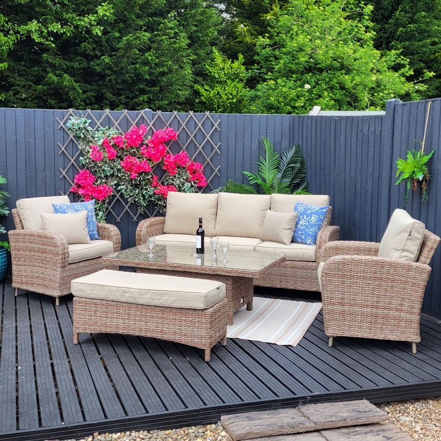 Outdoor Lounge Set with Adjustable Table - Haven Cotswold By Harbo - Warehouse Clearance