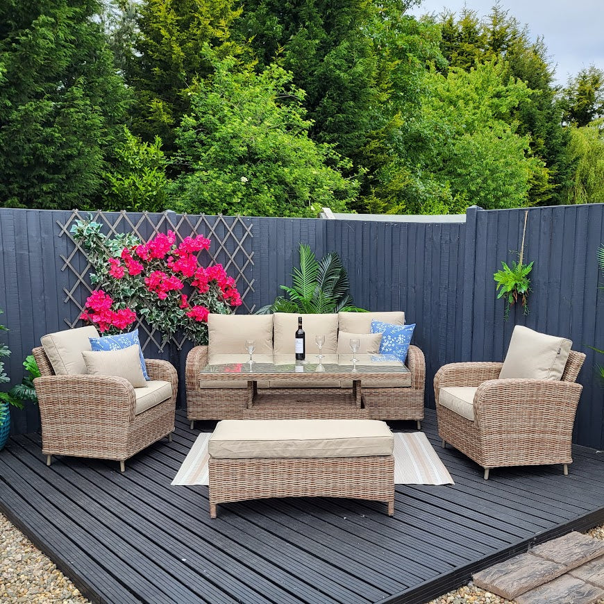 Outdoor Lounge Set with Adjustable Table - Haven Cotswold By Harbo - Warehouse Clearance