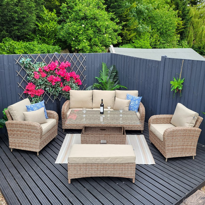 Outdoor Lounge Set with Adjustable Table - Haven Cotswold By Harbo - Warehouse Clearance
