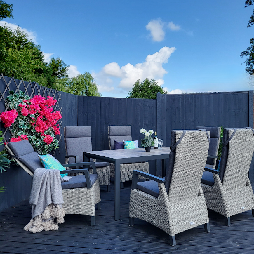 Outdoor Dining 6 Seat Reclining in Grey - Kendal By Vila