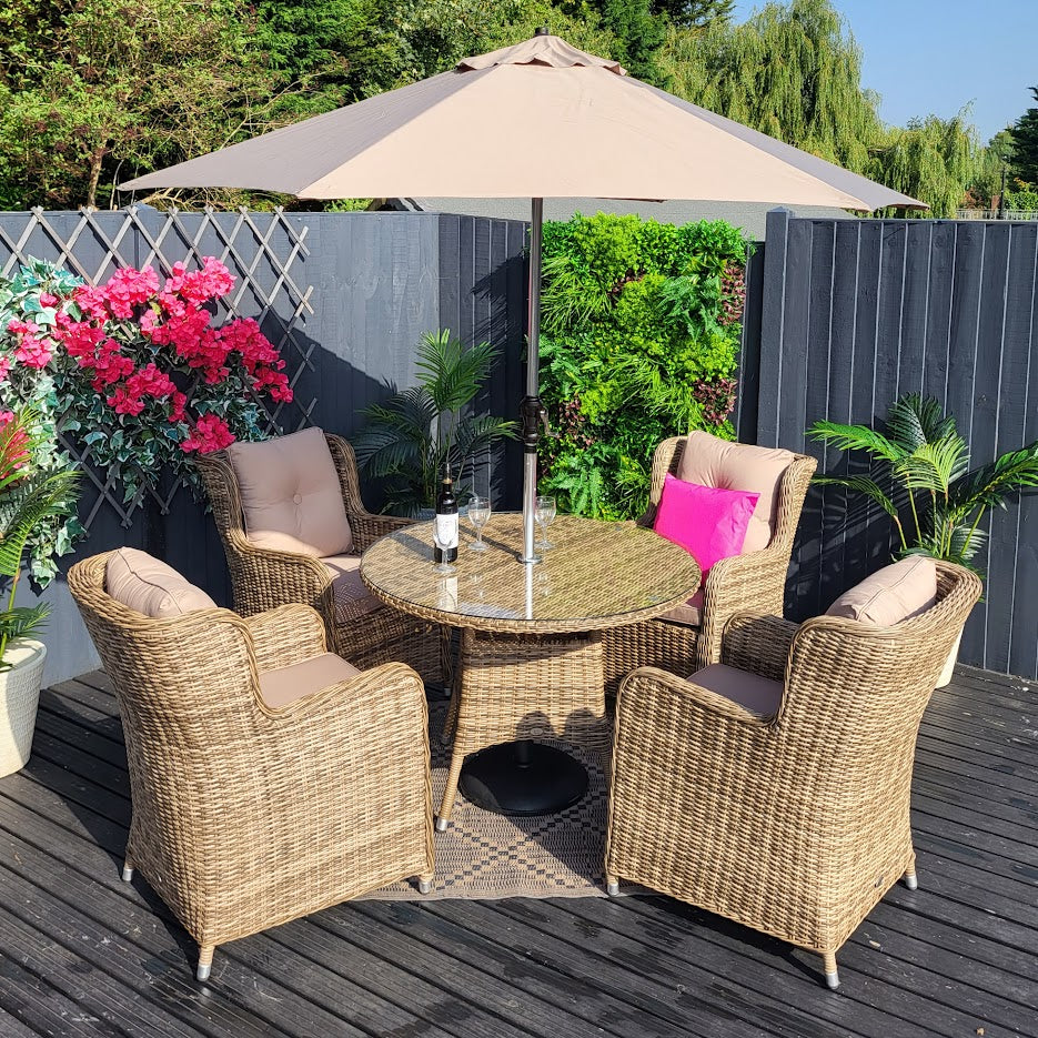 Seville Outdoor Dining 4 Seat in Natural | Katie Blake (Free Cover)