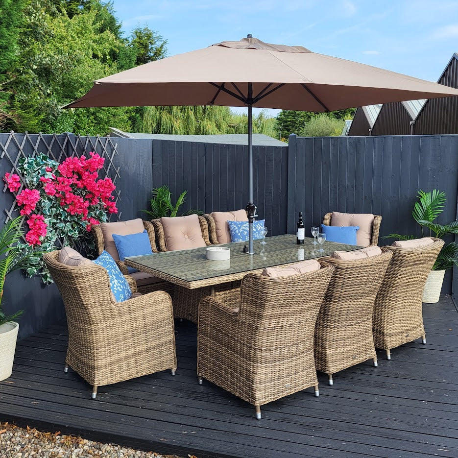 Outdoor Dining 8 Seat Rectangular in Natural - Seville By Katie Blake