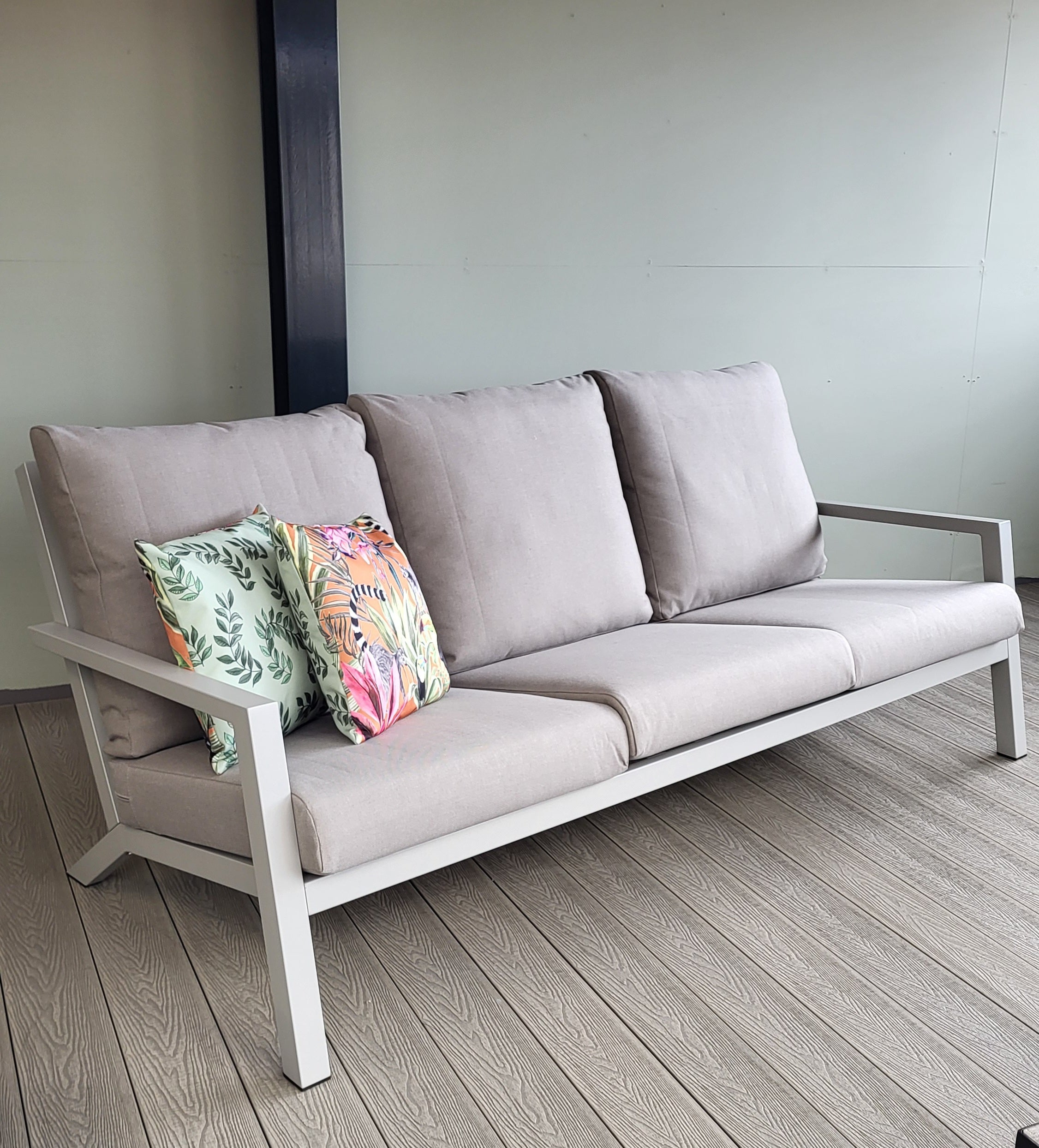 Triton Outdoor 3 Seat Sofa in Natural By Vila - All Weather Cushions