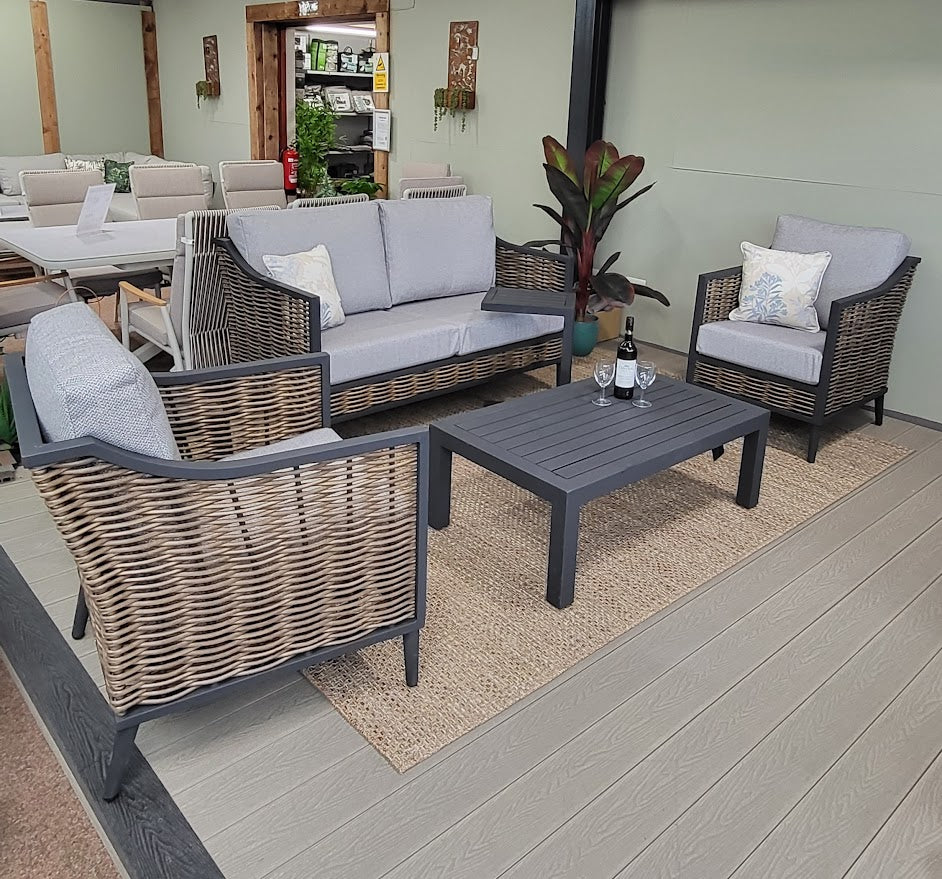 Langley Outdoor Lounge Seating Cushions Aqua Clean Zuma Grey | Daro