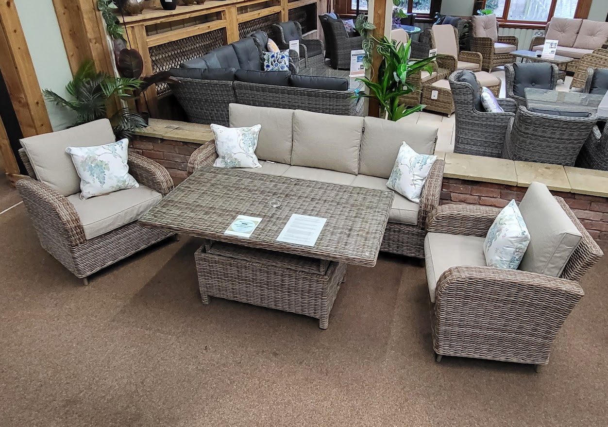 Outdoor 3 Seat Lounge Set with Adjustable Table - Haven Cotswold By Harbo