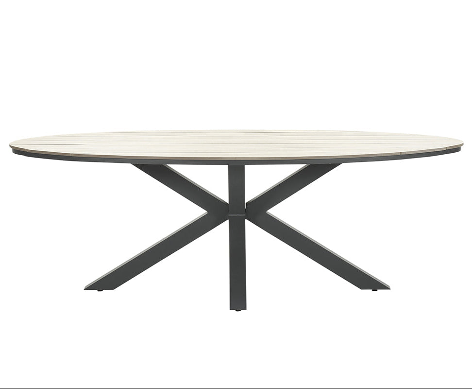 Edison 6 Seat Oval Dining Set with Grey Linares Chairs | Garden Impressions