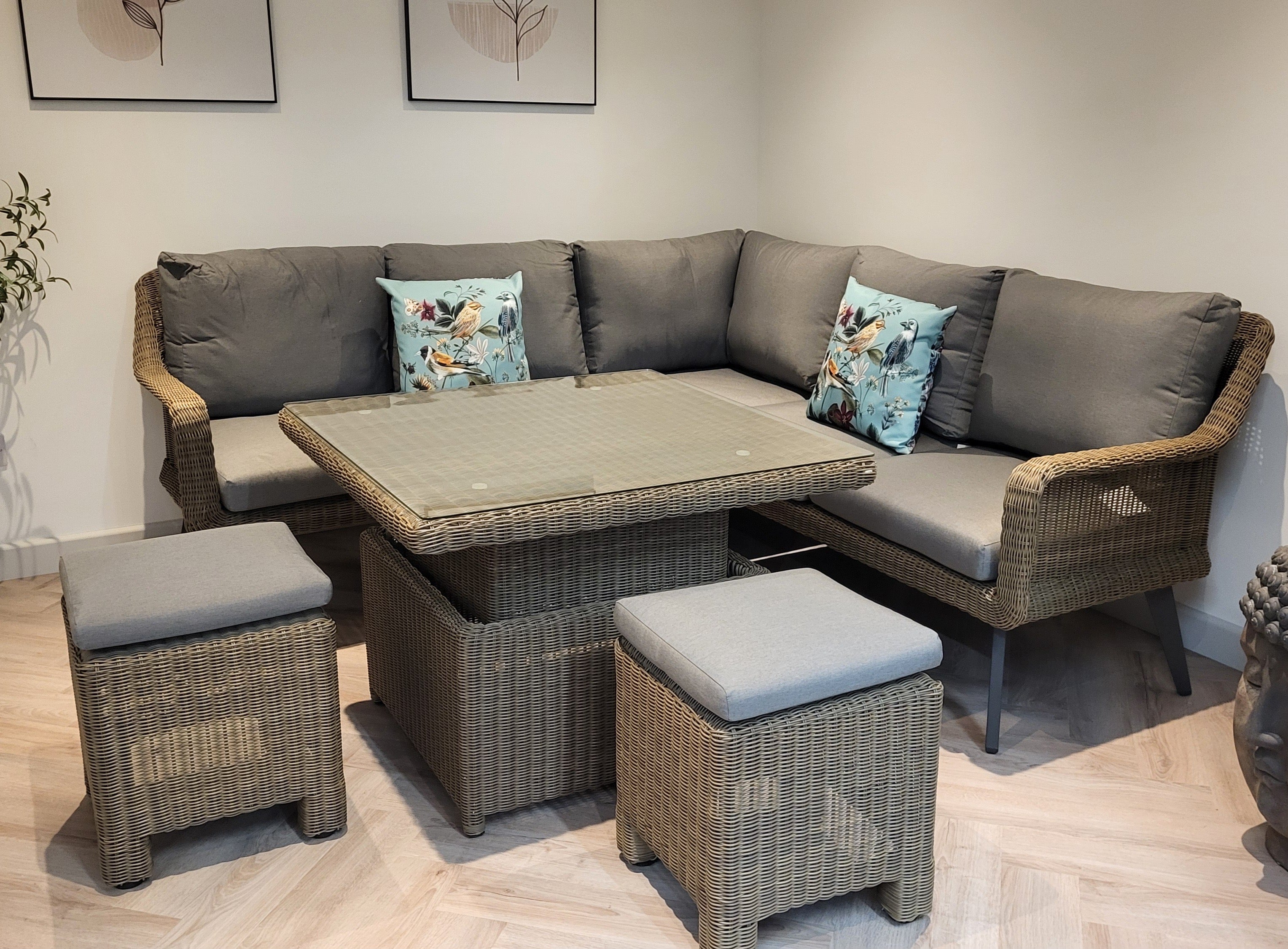 Memphis Compact Cosy Dining Corner in Taupe by 4 Seasons Outdoor