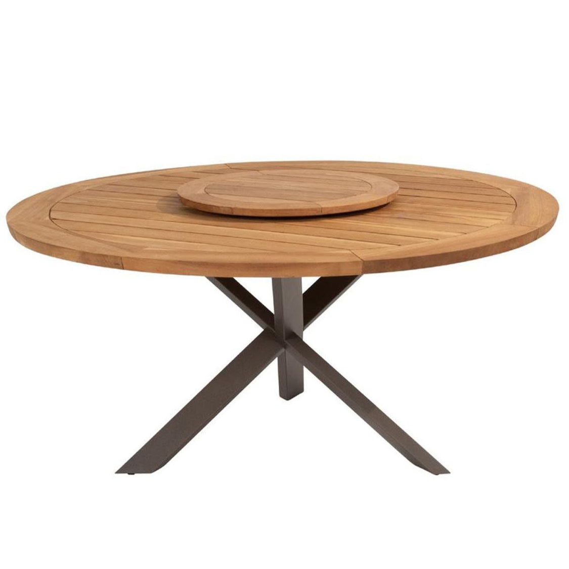 Prado Teak 160cm Round Outdoor Dining Table & Lazy Susan with Metal legs by 4 Seasons Outdoor