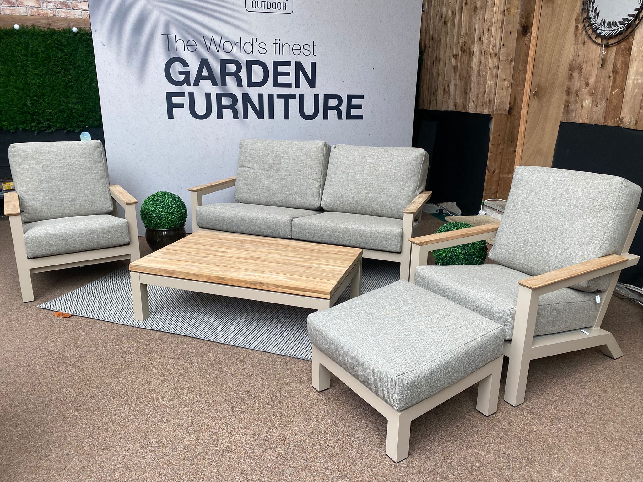 Capitol Outdoor Luxury Lounge Set in Latte by 4 Seasons Outdoor