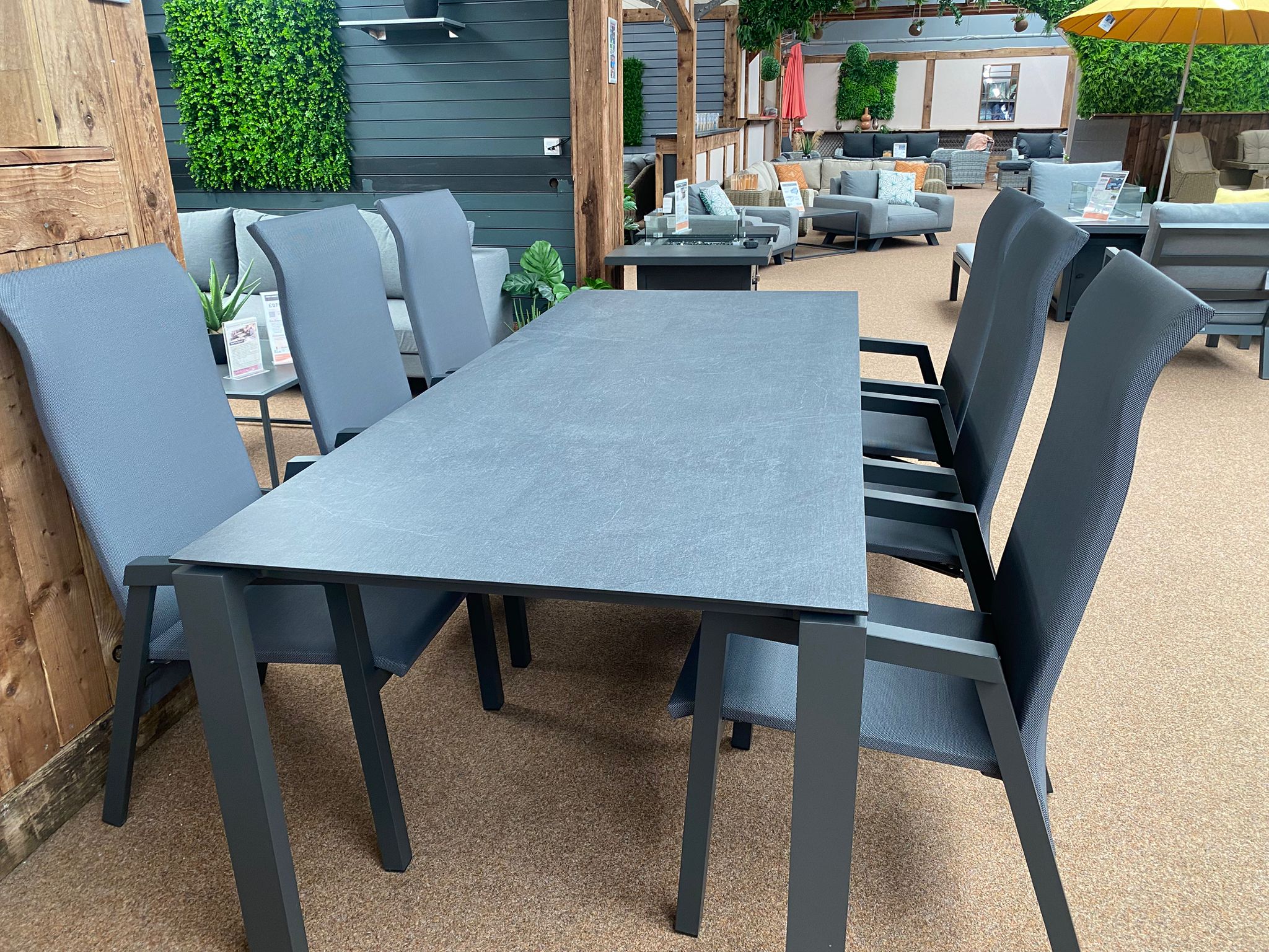 Outdoor 6 Seat Grey HPL Goa Table with Venice Chairs