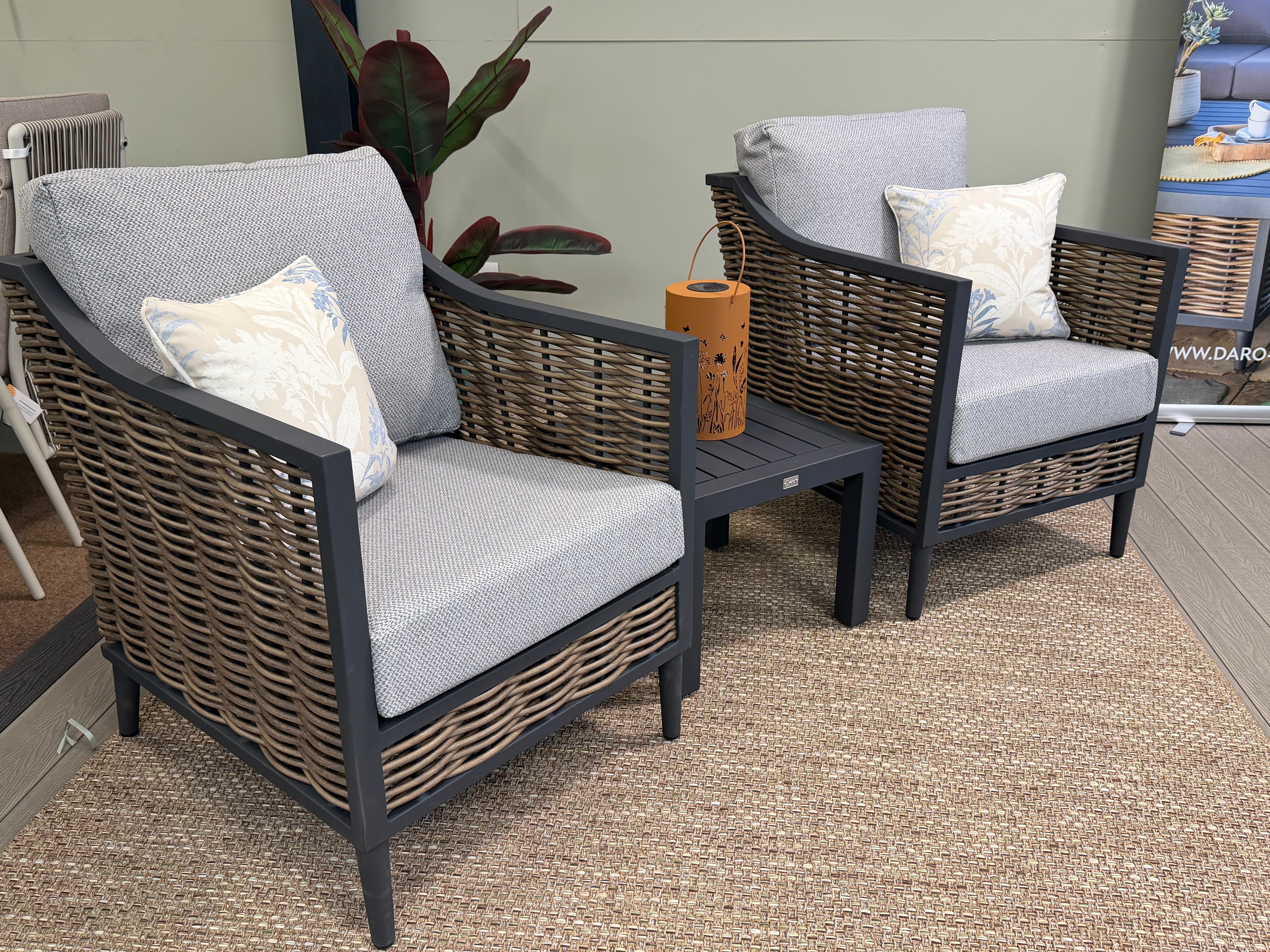 Langley Outdoor Lounge Bistro Set - Aqua Clean Zuma Grey | Daro