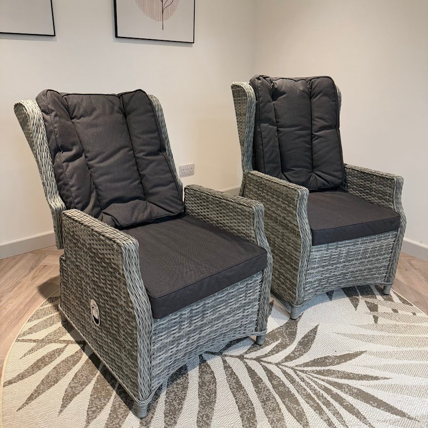 Reclining Wingback Chairs (Pack of 2) - Grey Club By Harbo