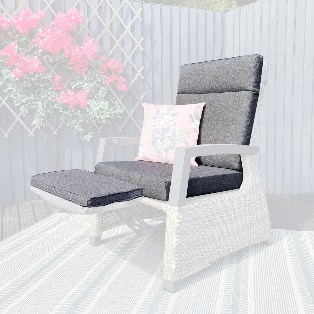 Kendal Large Reclining Chair All Weather Replacement Cushions - Grey | Vila