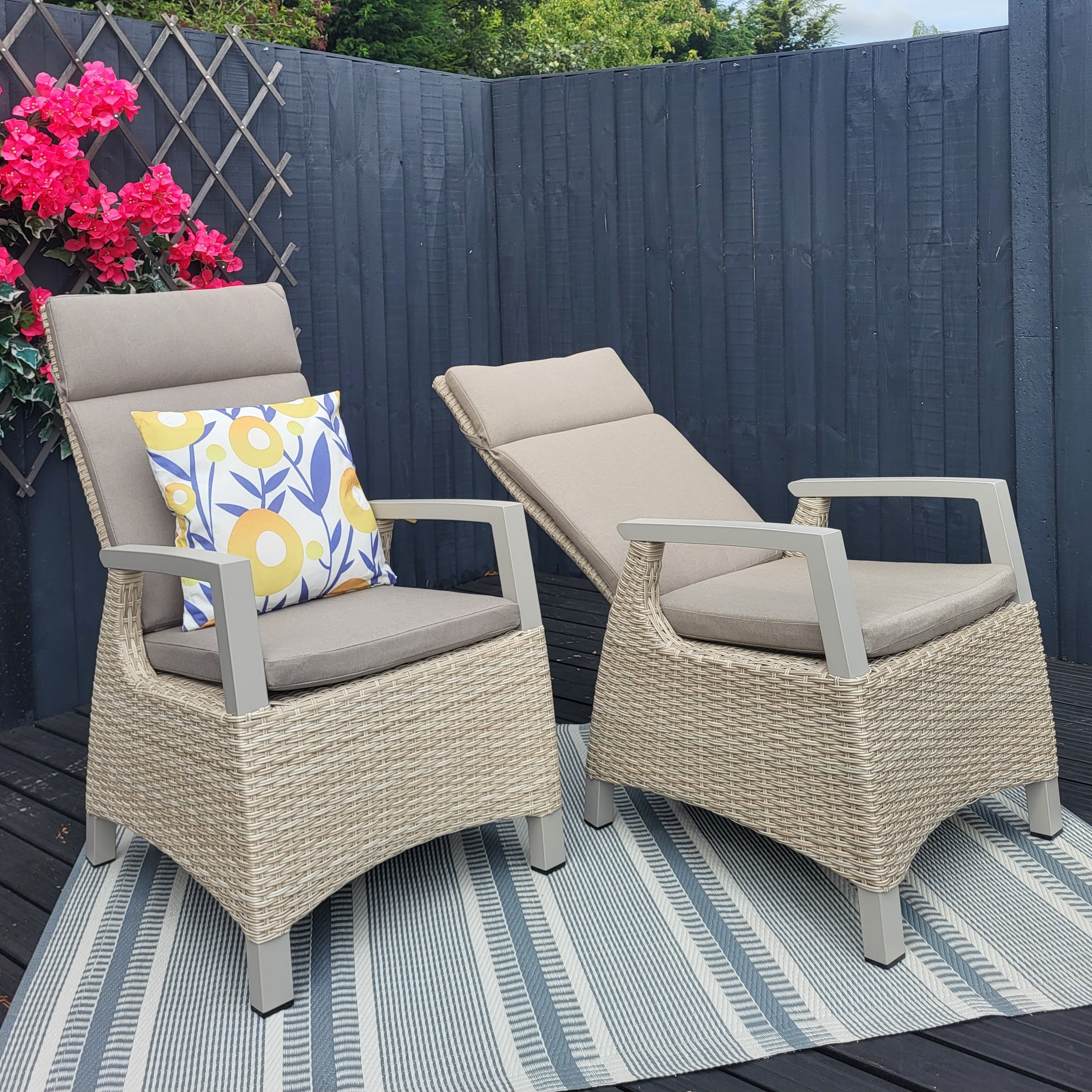 Kendal Outdoor Reclining Dining Chairs in Natural By Vila - All Weather (Pack of 2)