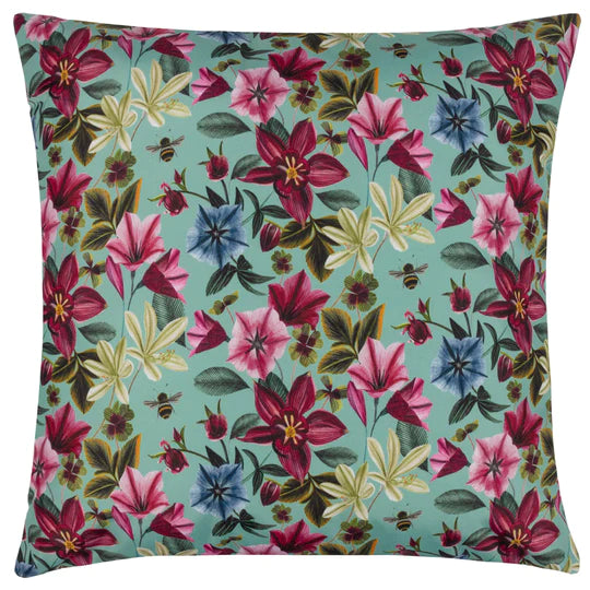 Midnight Garden Birds Outdoor Scatter Cushion - Aqua