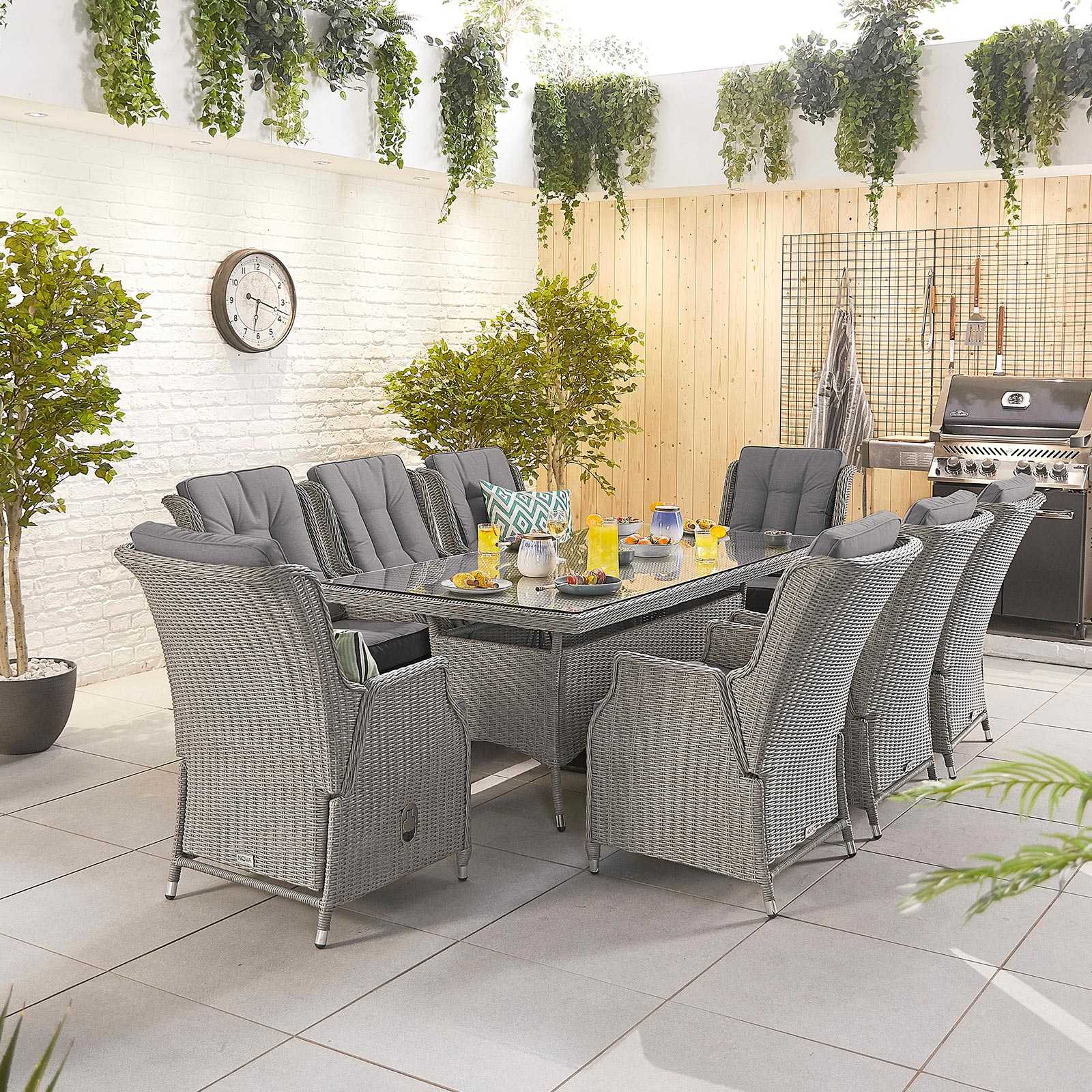 Carolina Outdoor 8 Seat Rectangular Dining Set by Nova in White Wash