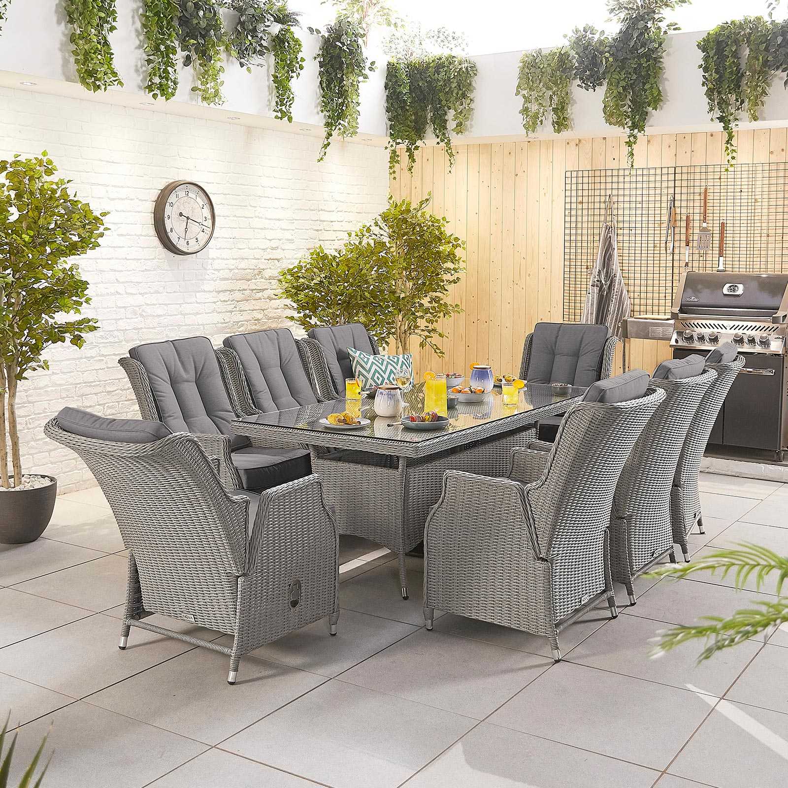 Carolina Outdoor 8 Seat Rectangular Dining Set by Nova in White Wash