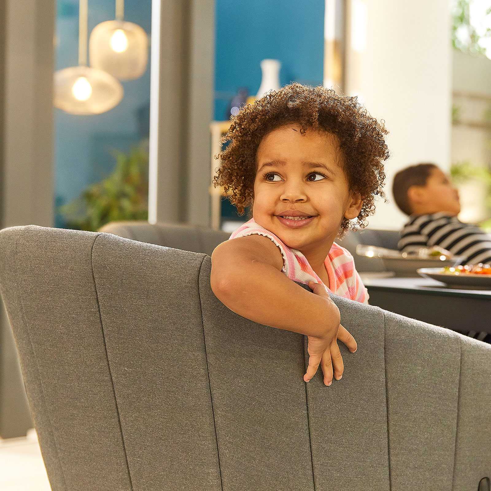 Edge Outdoor Fabric Dining Chairs, Set of 2 in Light Grey | Nova