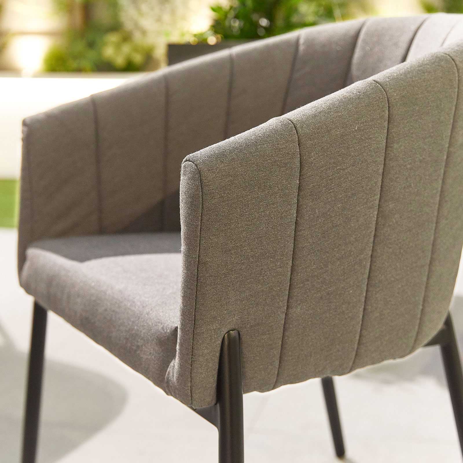 Edge Outdoor Fabric Dining Chairs, Set of 2 in Light Grey | Nova