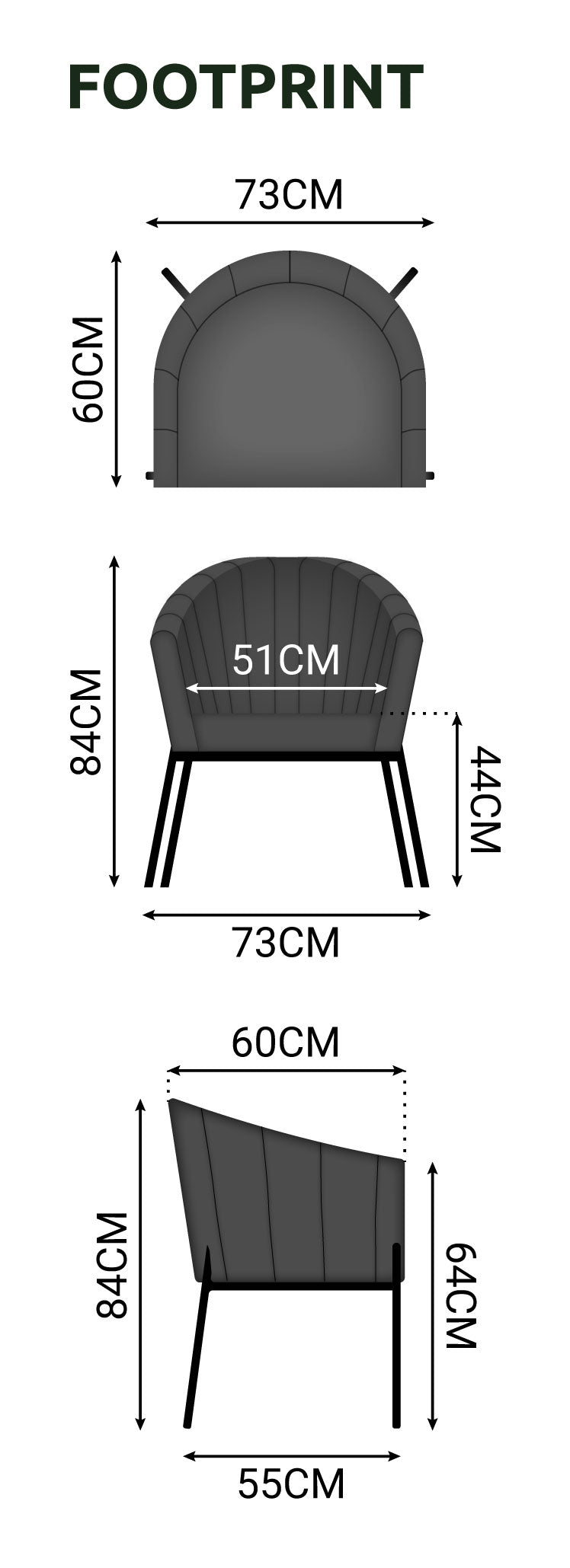 Edge Outdoor Fabric Dining Chairs, Set of 2 in Light Grey | Nova