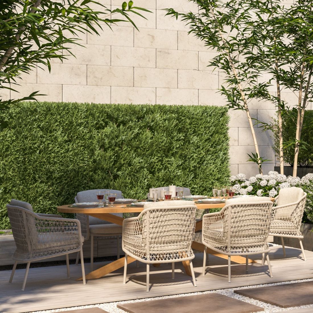 EX-DISPLAY - Puccini Outdoor 6 Seat Dining Set by 4 Seasons Outdoor