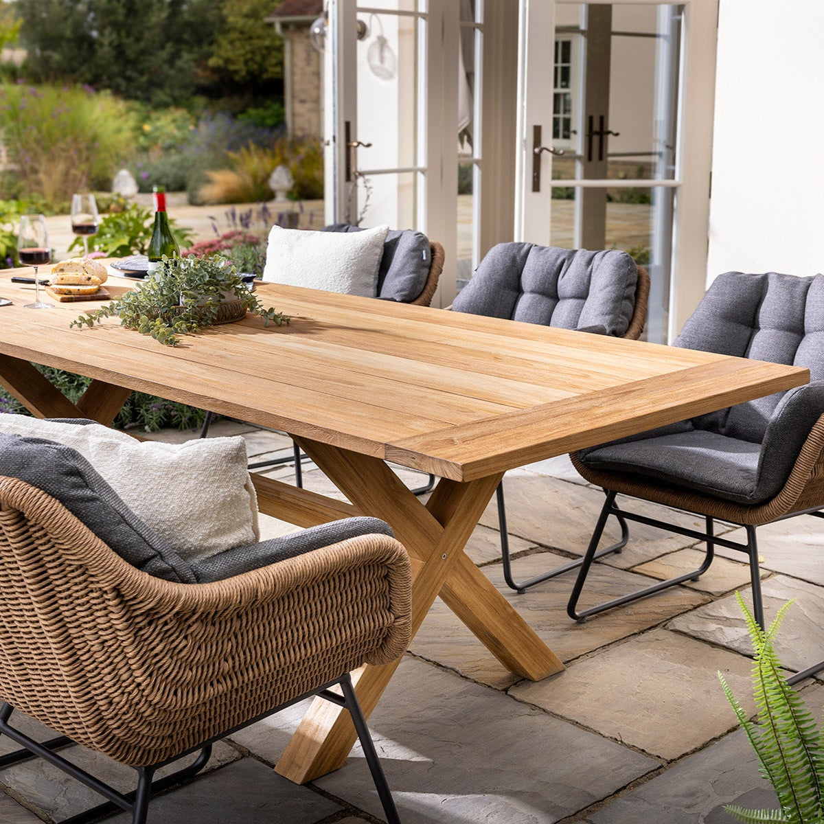 Outdoor 6 Seat Dining Set with Teak Regis Table - Rayo By Hartman