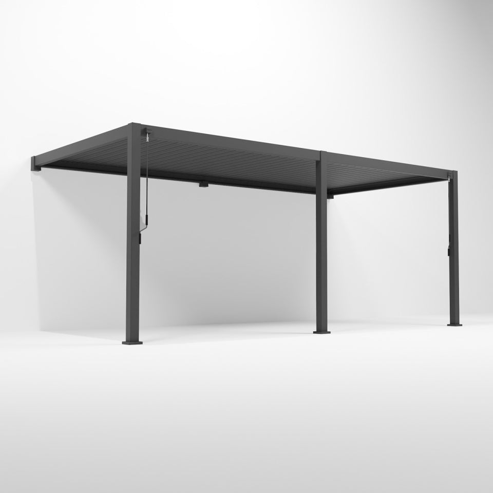Titan Aluminium Wall Mounted Pergola - 6.0m x 3.0m in Graphite Grey