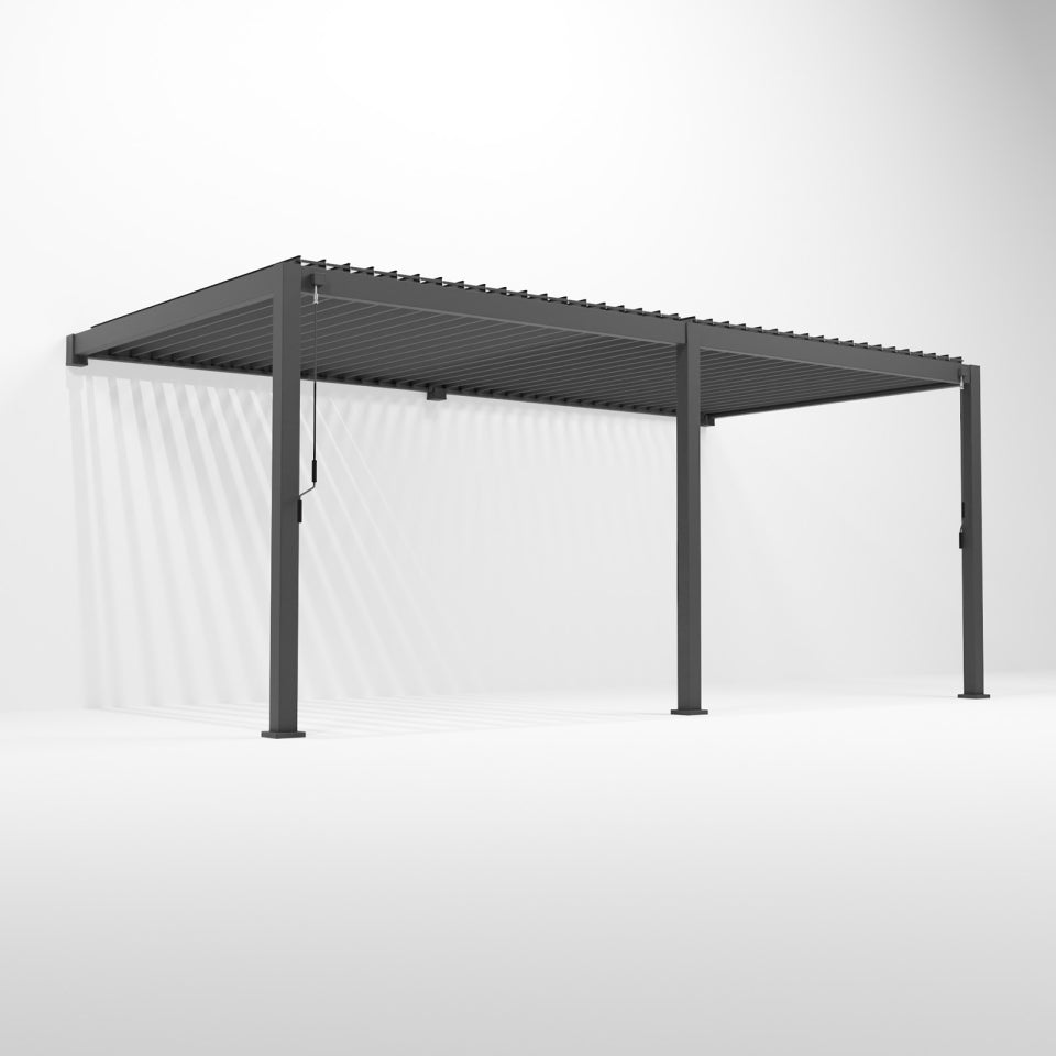 Titan Aluminium Wall Mounted Pergola - 6.0m x 3.0m in Graphite Grey