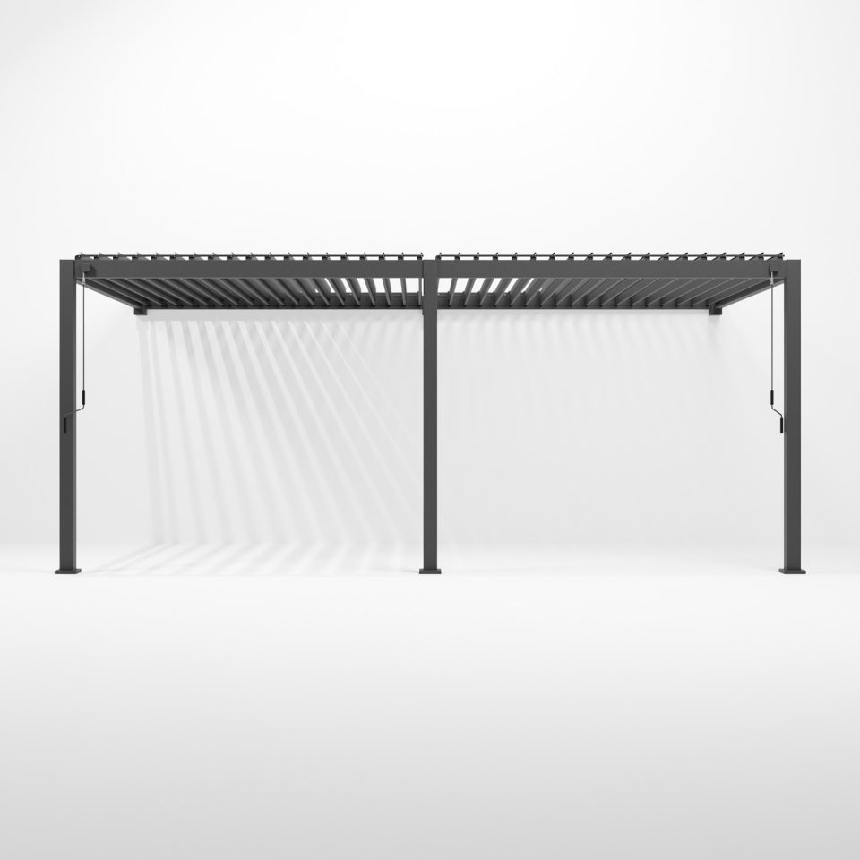 Titan Aluminium Wall Mounted Pergola - 6.0m x 3.0m in Graphite Grey