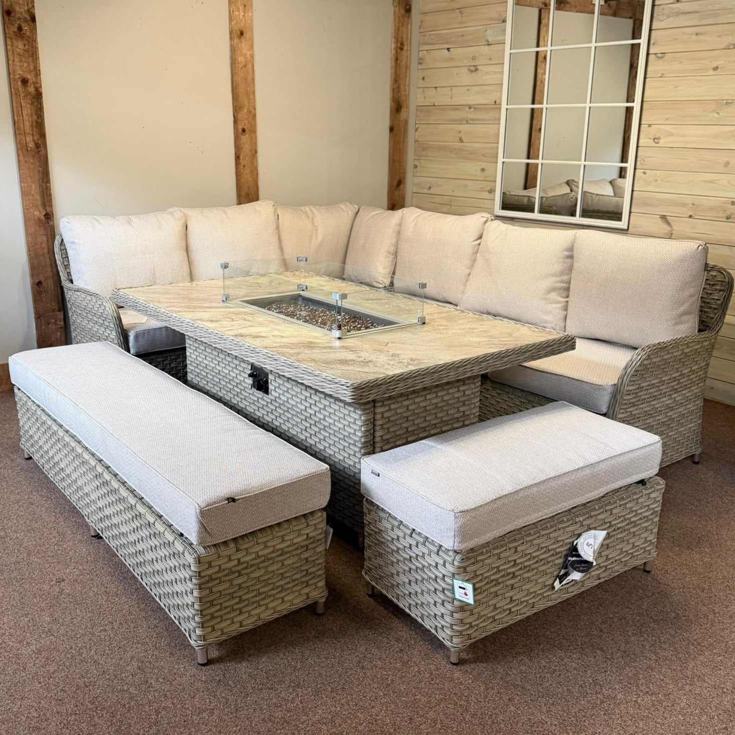 Eton Outdoor Grand Corner Set with Heritage Firepit | Hartman