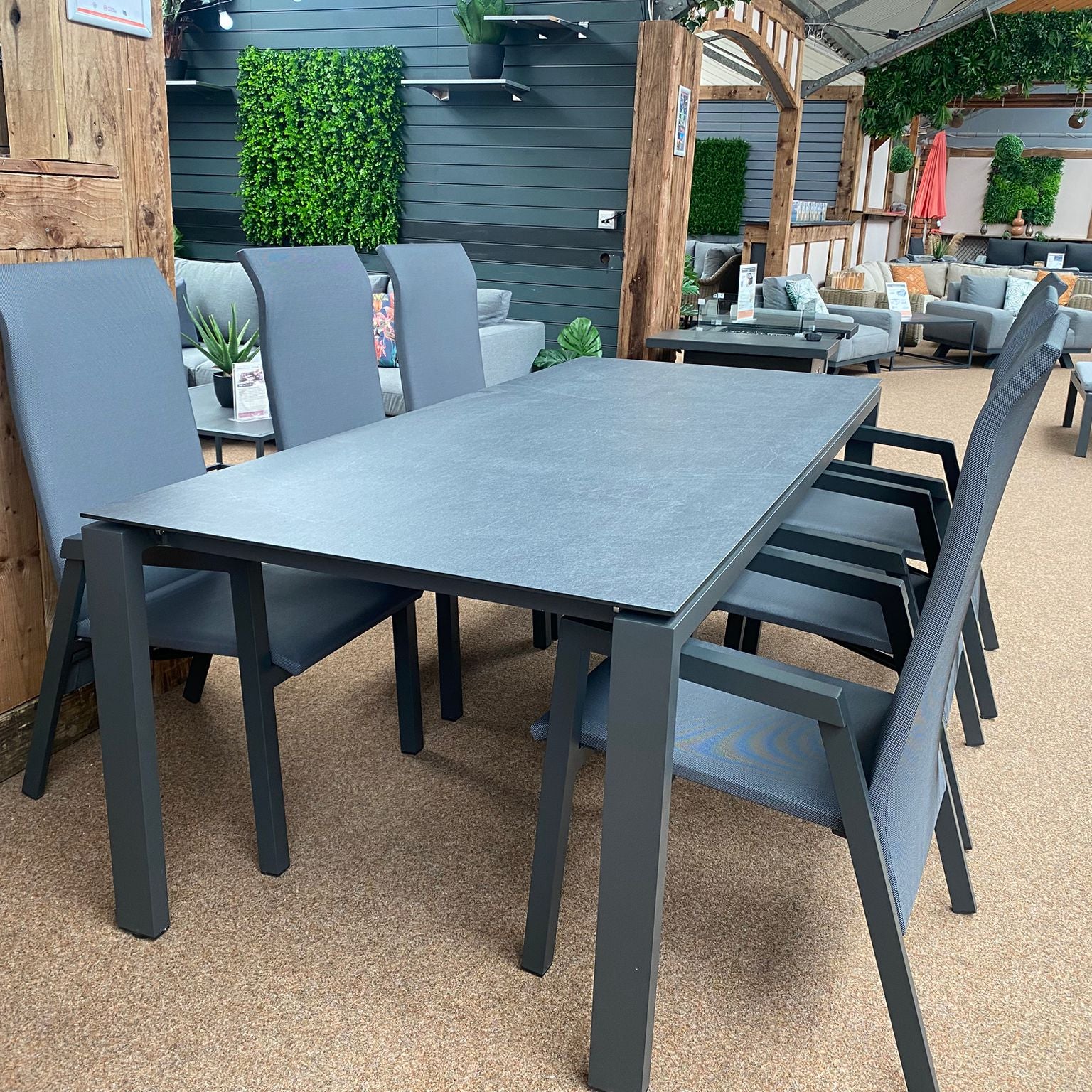 Outdoor 6 Seat Grey HPL Goa Table with Venice Chairs