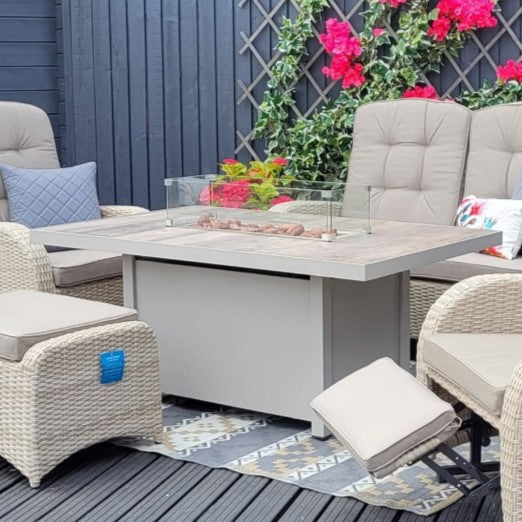 Rectangular Gas Firepit Table in Natural - Kendal/ Triton By Vila