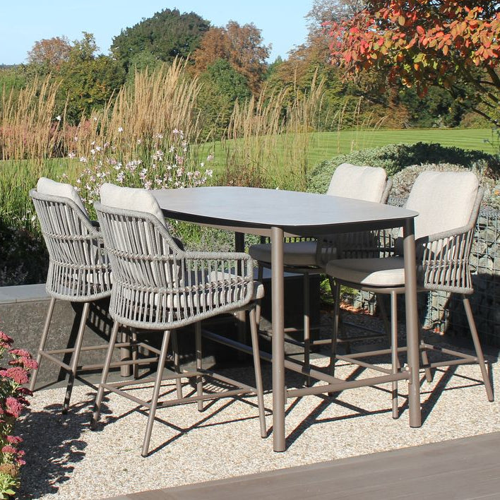 Alicante 4 Seat Bar Dining Set with Manolo Table in Terre | 4 Seasons Outdoor