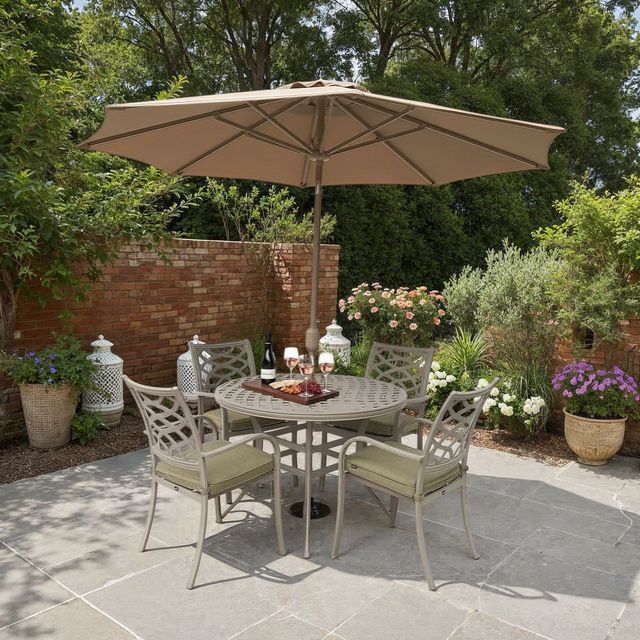 Buxton Outdoor Cast Aluminium 4 Seat Round Dining Set | Hartman