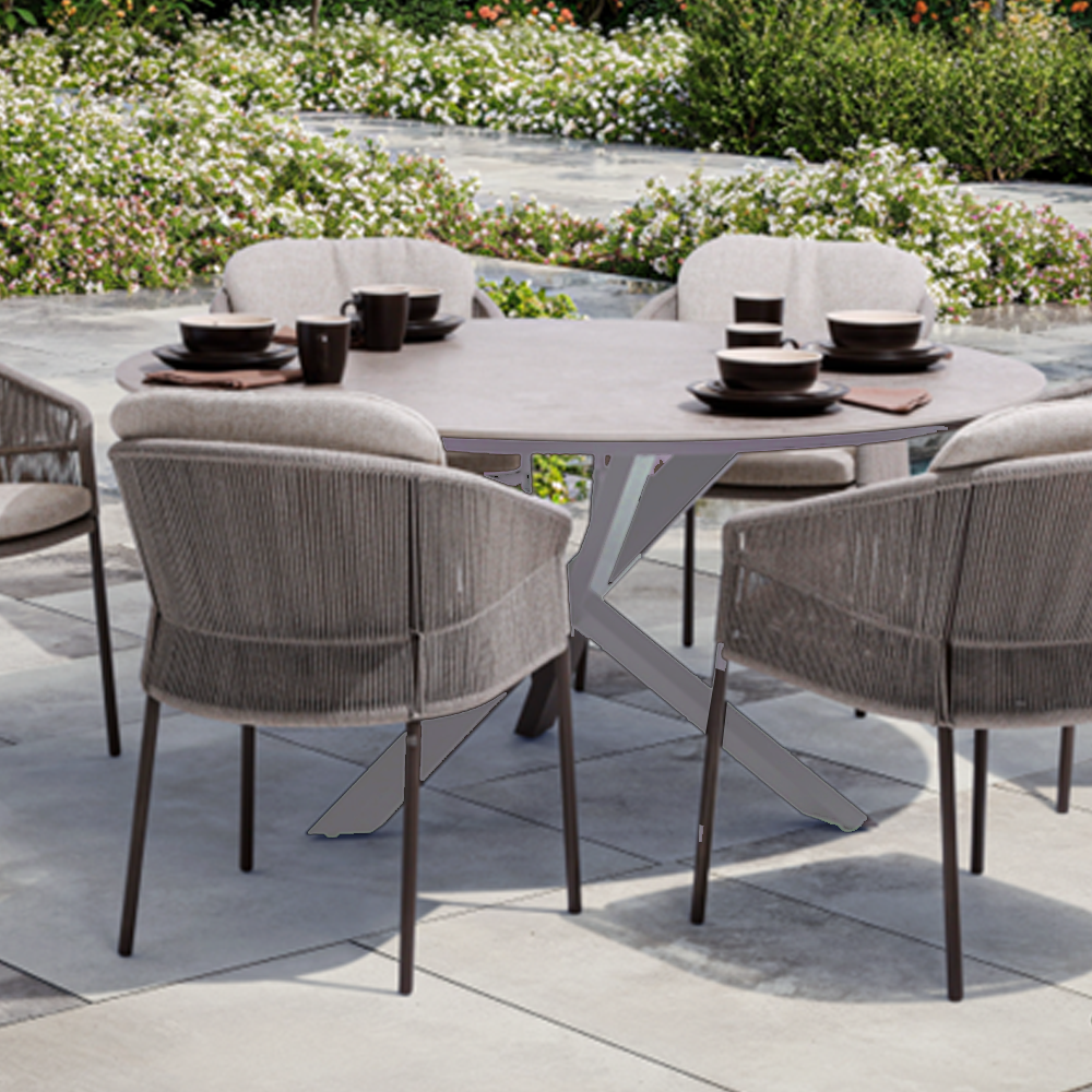 Florence Outdoor 6 Seat Dining Set in Terre with Prado 160cm Table | 4 Seasons Outdoor