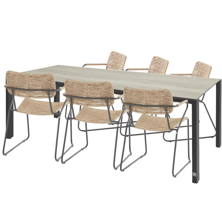 Swing 6 Seat Outdoor Dining with Goa Table | 4 Seasons Outdoor