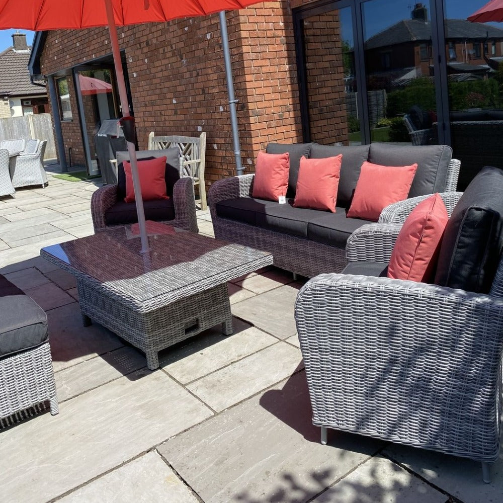 Outdoor Lounge with Adjustable Table in Grey - Club By Harbo - Warehouse Clearance